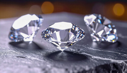 Beautiful cut diamonds lying on the surface
