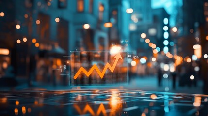 Fototapeta premium Business growth visualization urban setting digital graphics night scene overhead view economic trends for seo impact