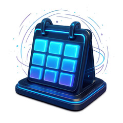 Digital Calendar Icon: A sleek, futuristic calendar icon illuminates with vibrant neon, suggesting the blend of technology and time management.