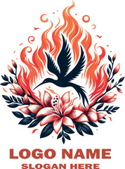 Obraz premium Flame azalea flower logo vector white background .