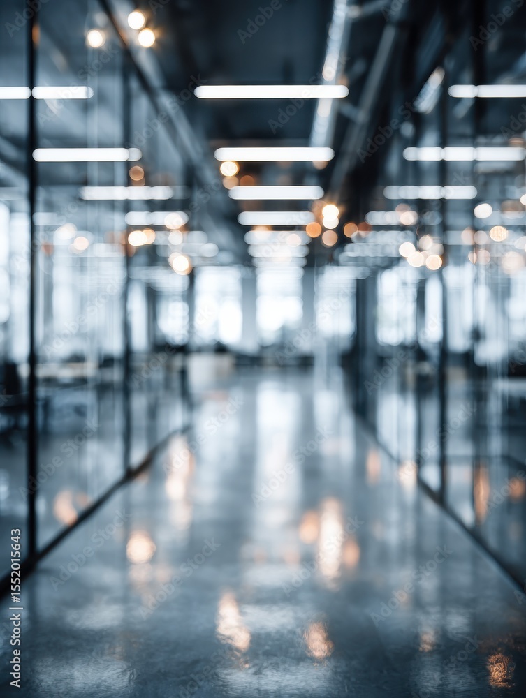 Poster blurred empty open space office abstract light bokeh at office interior background for design : gene
