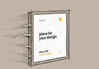 Square Poster Frame Mockup Speed Architect Sketch