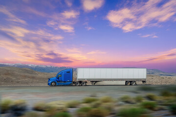 Semi Truck on Highway, Trucking in USA,	
