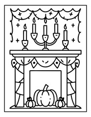 hand drawn vector illustration of halloween coloring pages