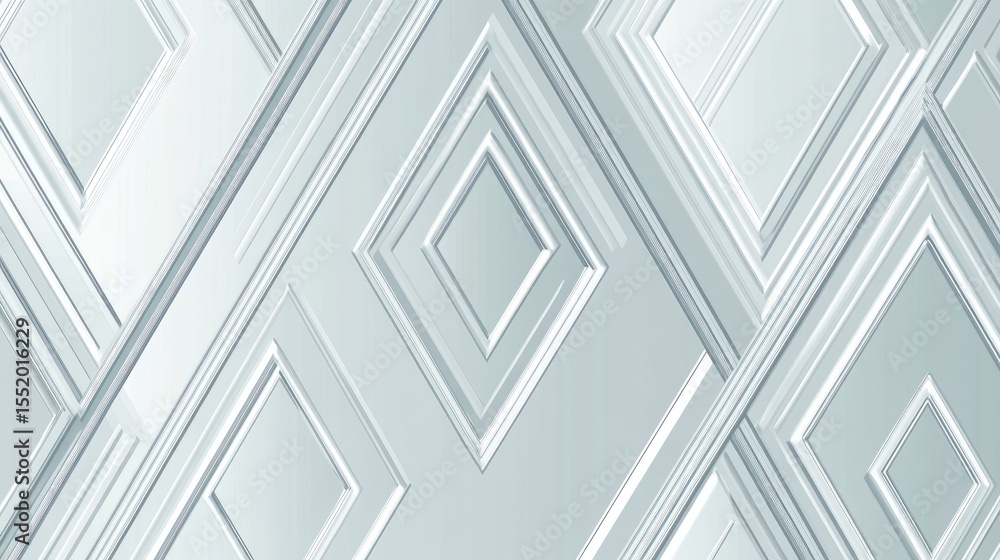 Poster abstract geometric pattern of light gray squares and lines.