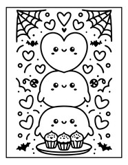 Fototapeta premium hand drawn vector illustration of halloween coloring pages