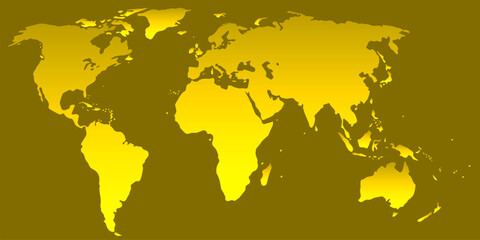 Digital world map with gradient fill. Digital map template for business, media, foreign affairs, international relations. Technology background. Vector illustration of world map.