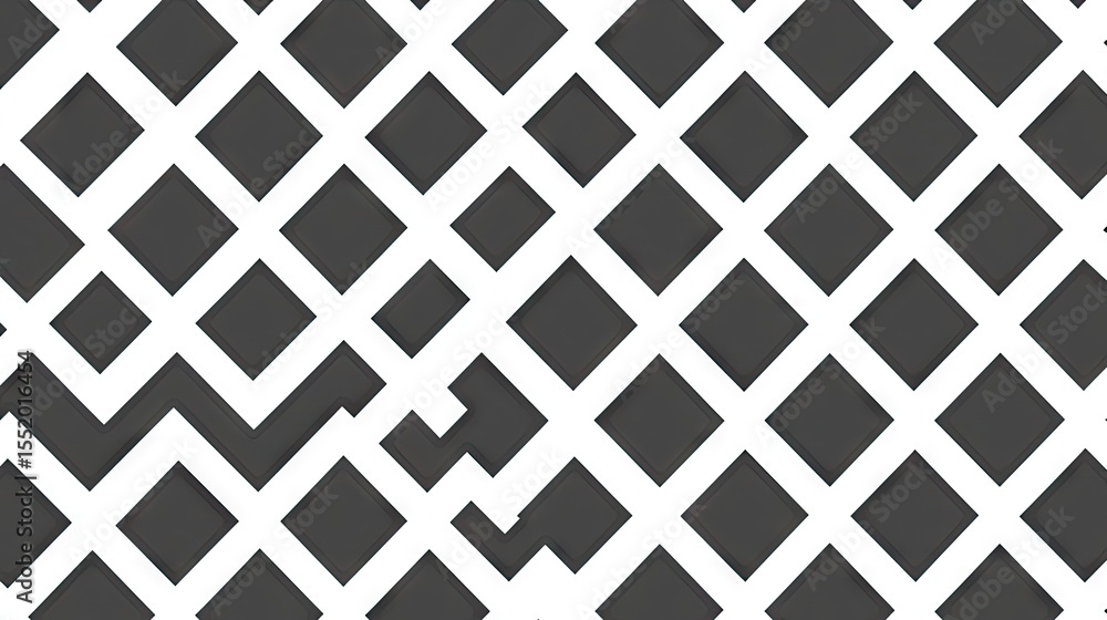 Poster Geometric pattern of interlocking squares and diamonds.
