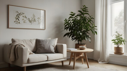 Scandinavian Corner with Plant and Frame – Light Minimal Living