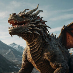 dragon statue at the temple Ai generated