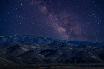 Milky Way Over Mountain, Beautiful night space landscape