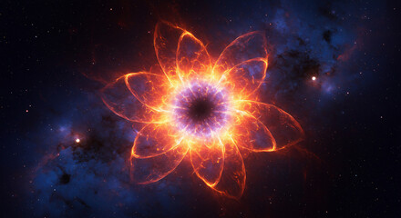 Fototapeta premium fiery cosmic flower blooming from the heart of a dying star