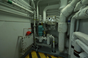 Pipework in ship's engine room