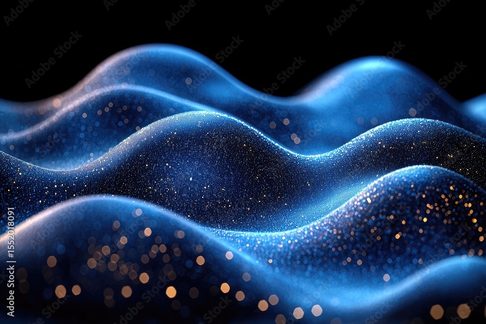 Aufkleber blue particle wave network surface background