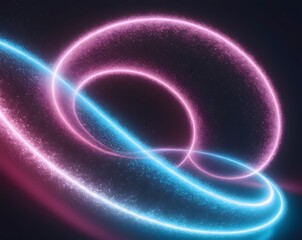 Obraz premium Swirling cosmic trails of pink and blue light particles on a dark background