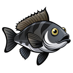 Black Drum Fish Vector Art | Clean and Simple Design