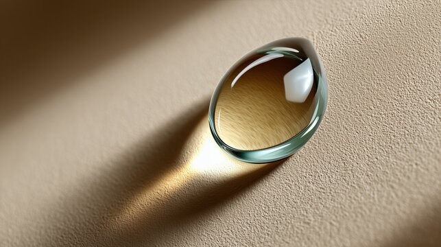 Verre incline transparent avec reflet lumineux sur fond texture