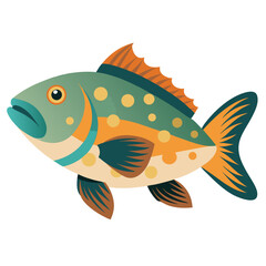 Isolated Grouper Fish Clipart | Clean Vector Drawing