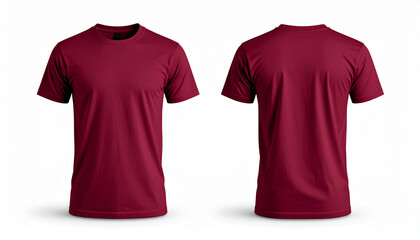 plain maroon t-shirt front and back quality, white background