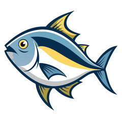 Isolated Jack Crevalle Fish Clipart | Clean Vector Drawing