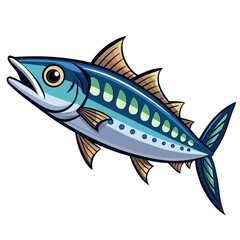 Minimalist Mackerel Fish Graphic on White Background