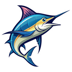 Minimalist Marlin Fish Graphic on White Background