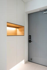 I installed lighting in the storage space in the shoe cabinet