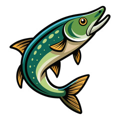 Isolated Pike Fish Clipart | Clean Vector Drawing