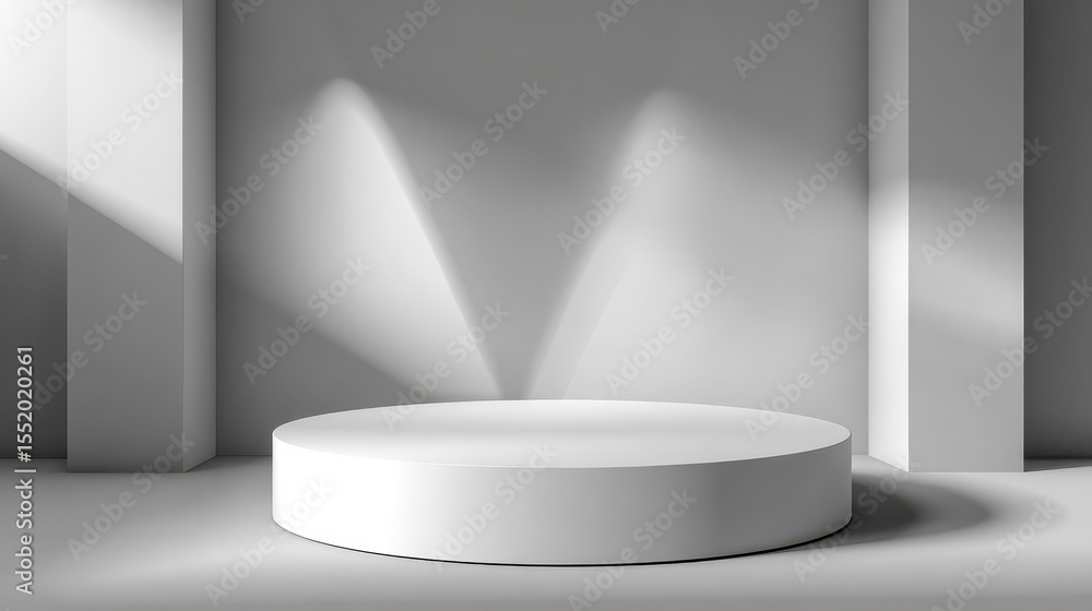 Aufkleber minimalist display with shadows a modern circular platform for creative presentations