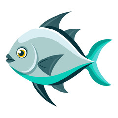 Isolated Pompano Fish Clipart | Clean Vector Drawing