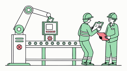Smart factory automation with AI assistant helping technician diagnose machine issues and perform timely maintenance for improved industrial system reliability.