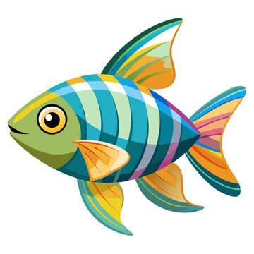 Minimalist Rainbowfish Graphic on White Background