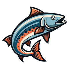 Fototapeta premium Minimalist Salmon Fish Graphic on White Background