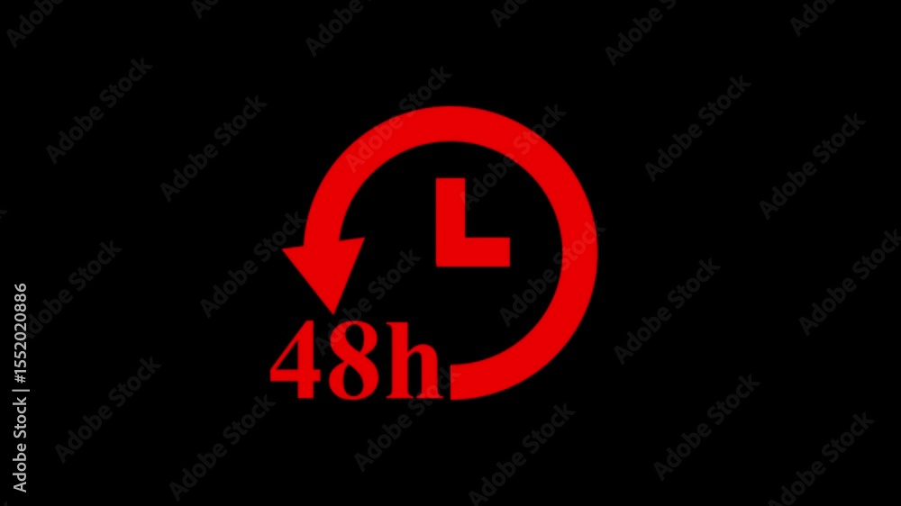Poster 48 hour remaining time animation,stopwatch animation of 48 hour left with alpha channel background,m