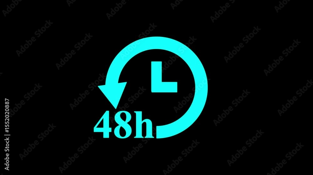 Poster 48 hour timer icon animation – alpha background,stopwatch animation of 48 hour left with alpha chann