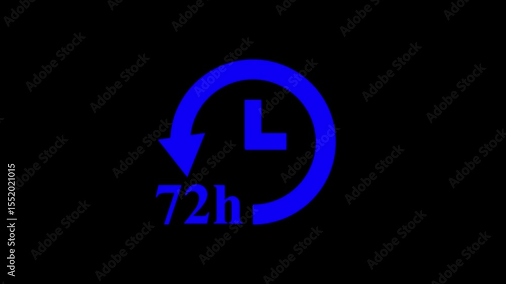 Poster timer concept of 72 hour left on black background.digital countdown 72 hour clock on black backgroun