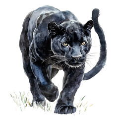 Panther Close Up, watercolor drawing vector, isolated on a white background.