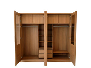 Modern Wooden Wardrobe Ample Storage Solution isolated on transparent background