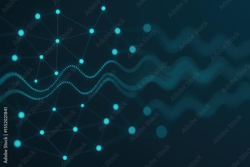 Poster abstract digital background with dots, lines, and waves for technology and design use