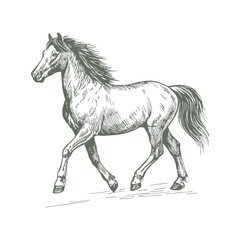 A sketch art of a horse running, showing the initial outline