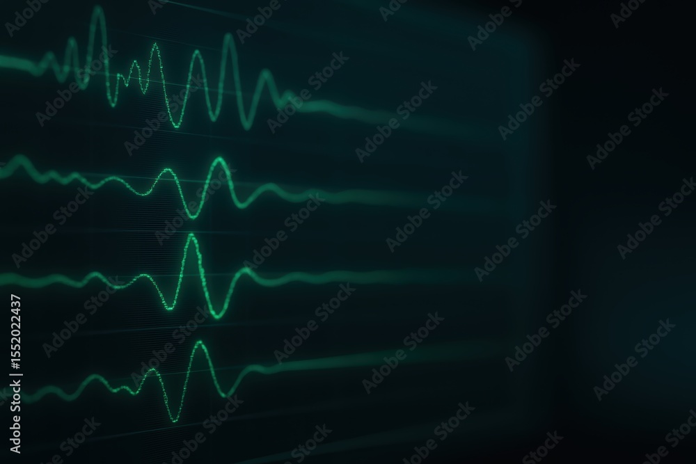 Poster green heartbeat monitor visual with waveform display on dark background for medical concepts