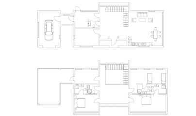 Modern house building sketch architectural 3d rendering