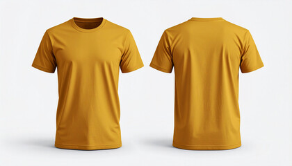 mustard t-shirt front and back quality, white background
