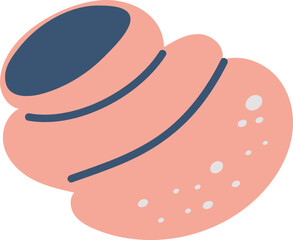 Cartoon seashell illustration in a vibrant summer beach style. Hand-drawn vector of spiral shells, clams, and marine elements, ideal for tropical designs, underwater themes, kids' books, and ocean-ins