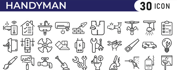 Handyman tools icon set. repair icon collection.