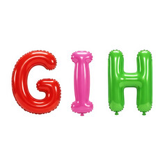 Letter balloons g i h red pink green isolated on transparent background