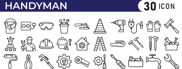 construction repair icon set. handyman icon collection.