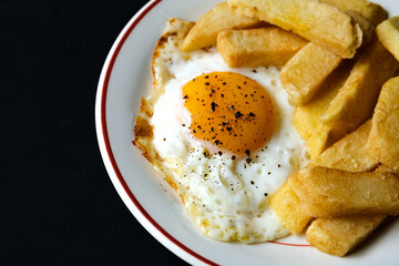 Fried Egg Sunny Side Up With Thick Cut Chuncky Chips