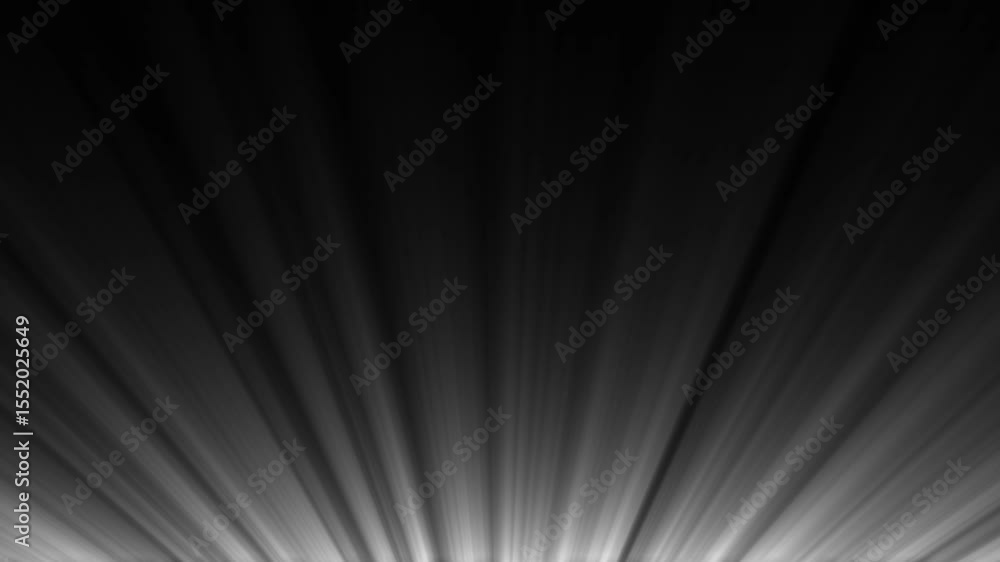 Poster abstract black and white light rays bursting outward from the bottom creating a dramatic effect