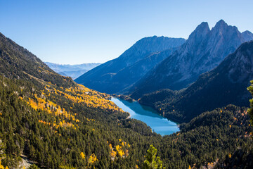 Autumn landscape in Aiguestortes and Sant Maurici National Park, Spain